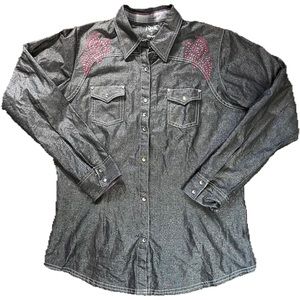 ROCK 47 BY WRANGLER METALLIC BUTTON UP